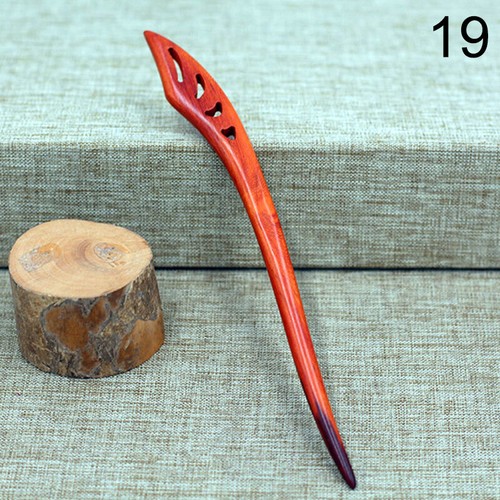 Alfileres para el cabello tradicionales retro para mujer tallados ébano madera alfileres originales - Imagen 6 de 33