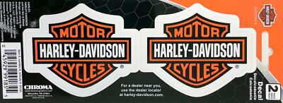 CHROMA 99185 Harley Davidson Orange Bar & Shield 2 Decals 2'' x  3''