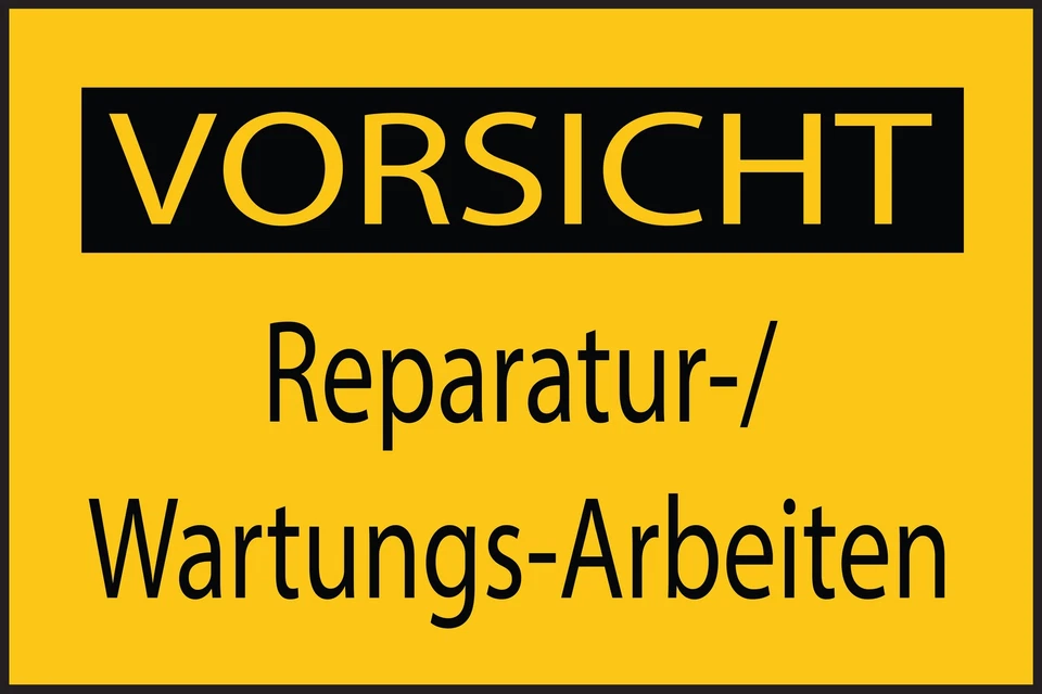 LABELOCEAN Vorsicht Reparatur-/ Wartungs-Arbeiten Aufkleber 30x20cm Sticker BAU-1650-300x20