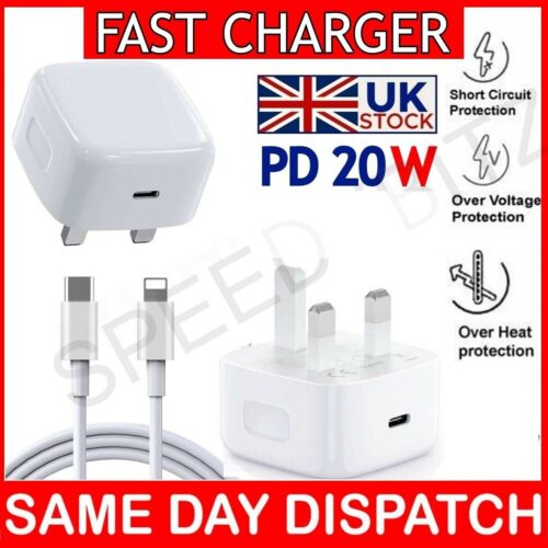 For iPhone 14 13 12 11 Pro Mini XR Max Fast Charging USB-C PD Plug Charger Cable - Afbeelding 1 van 13