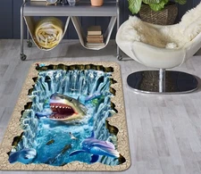 3D Dangerous Big Shark NBC4164 Animal Game Rug Mat Elegant Photo Carpet Mat Romy