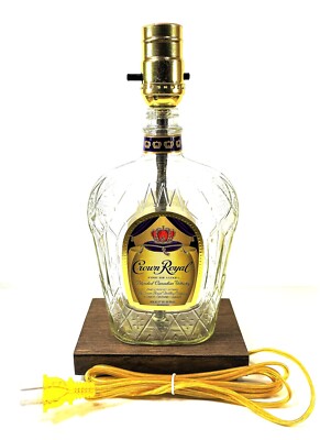 Handmade Crown Royal Classic Liquor Bottle Table Lamp Bar Lounge Desk Light