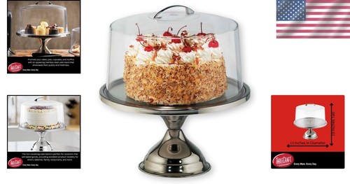 Stainless Steel Cake Display Stand with 12-Inch Clear Dome – Perfect for Events! - Picture 2 of 6