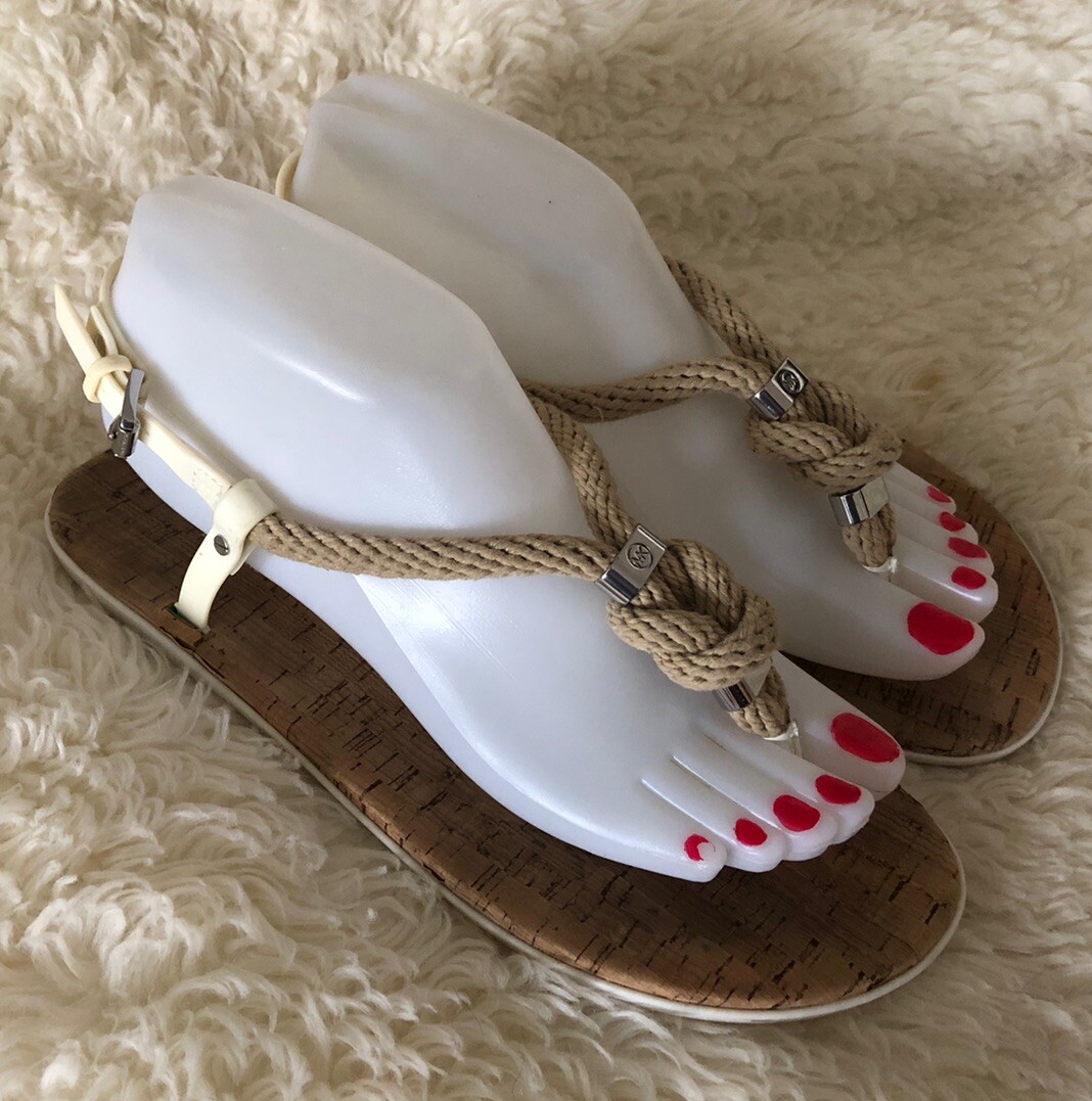 Michael Kors Womens Holly Jelly LX17C Brown Rope Knot Flat Thong Sandals 8M  EUC | eBay
