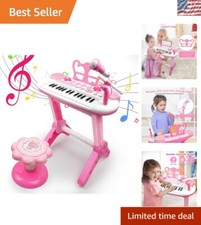 Portable Kids Piano Keyboard 31 Keys - Playful Rose Pink Musical Toy for Girls
