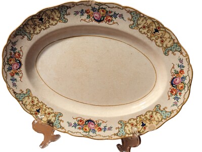 Keystone Floral Keystone Canonsburg Pottery Serving Platter --Floral Edge W/Gold ...