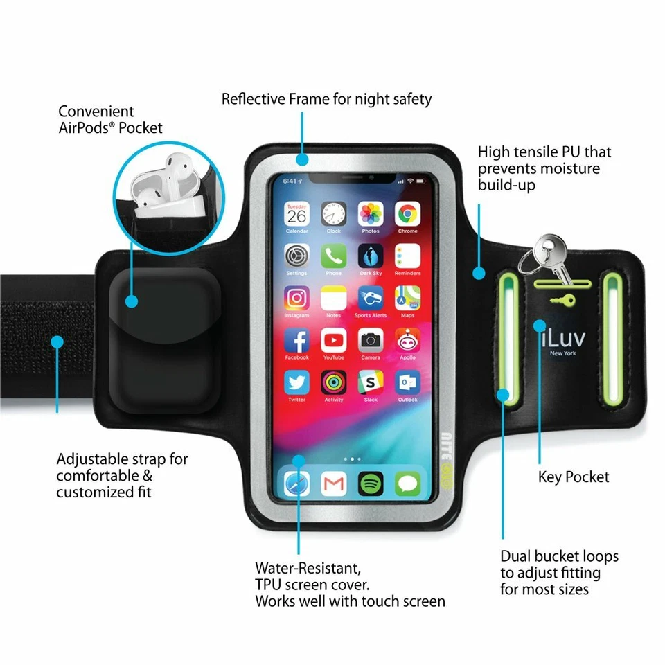 iLuv UP1ARMBBK可调节运动臂带带反光框架 — 第 3/4 张图片