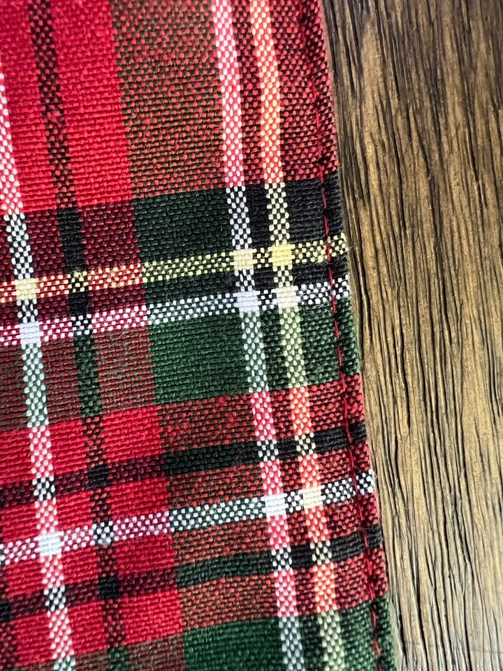 Table Runner red plaid classic green Christmas 14x74 fabric decor holiday tartan - Image 4 of 4
