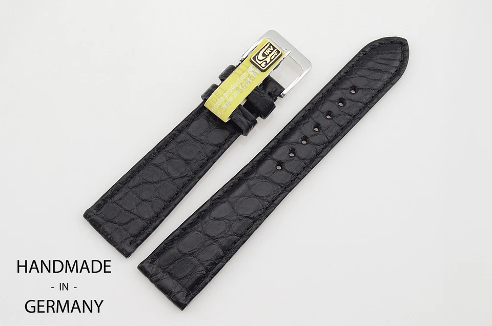 Graf Hecho a Mano en Alemania Correa Negra 19mm/16mm Louisiana Croco Band Foto 2 de 4
