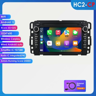For GMC YUKON ACADIA 7 Inch Android Auto Wireless Carplay Car Stereo Radio GPS