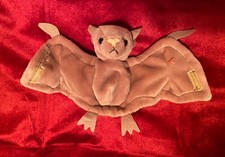Ultra Rare PVC Pellets Ty Beanie Baby Batty the Bat Plush Toy - Mint Condition