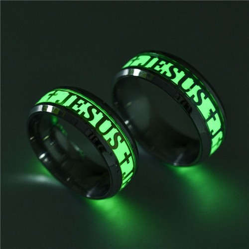 Luminous Fashionable Ring Titanium Steel Cross Bands Wedding Engagement Jewelry - Picture 1 of 16