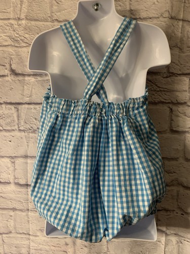💙Kayce Hughes Blue Gingham Ruffled Sun Suit/Bubble/Romper 2T #799 - Picture 4 of 5