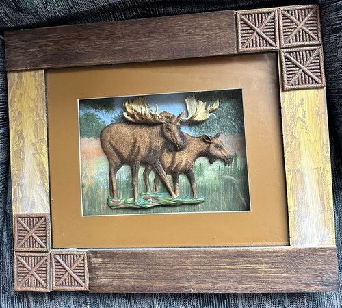 Bear Moose Quail Eagle Or Duck 18”x15” 3D Picture Shadow Box Wood Glass Resin - Picture 5 of 10