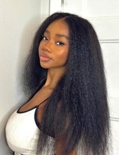 Long Yaki Black Lace Front Wigs Synthetic Glueless Soft Wig Heat Safe Fashion