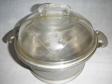 * NICE Guardian  Hammered Aluminum Roaster & glass Lid  vintage 