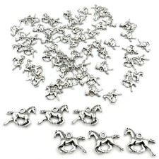 60Pcs Horse Charms Antique Silver Horse Charms for Jewelry Making Metal Beads Pe
