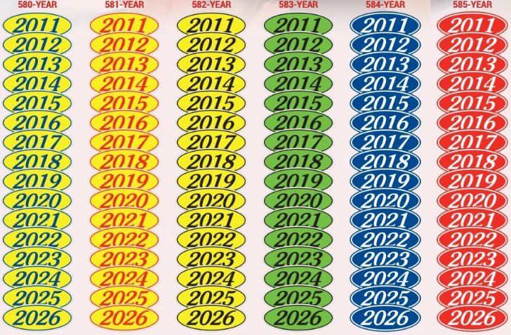 1 de cada año 2014-2026 Modelo Ovalado Parabrisas Año Pegatinas Vinilo Concesionario Foto 2 de 4