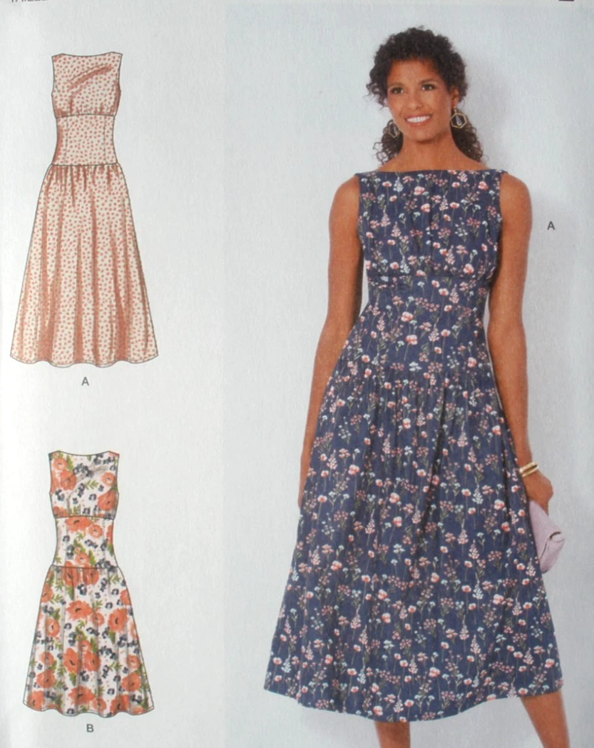 sachin and babi light blue dress B6399 (PDF) | Misses' Drop-Waist Dress with Oversized Bow main image 1
