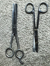 2pc Stainless Steel Hair Scissors Set Thinning Shears  Straight Scissors Silver