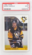 Mario Lemieux Pittsburgh Penguins 1985 Topps RC Rookie Card #9 - (PSA 9 MINT)(J)