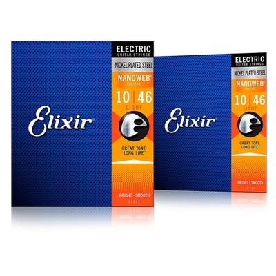 Elixir Electric Guitar Strings with NANOWEB Coating, Light (.010.046) 2Pack