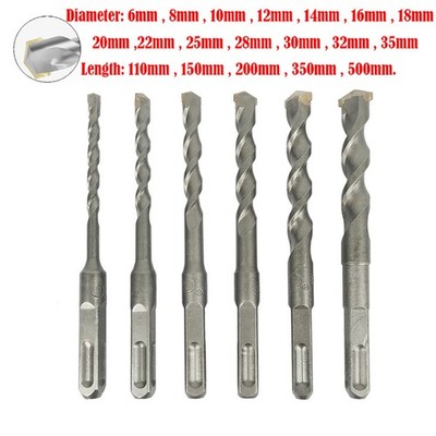 Solid Carbide Tip SDS Plus Masonry Drill Bit For Stone Concrete Brick 6-35mm
