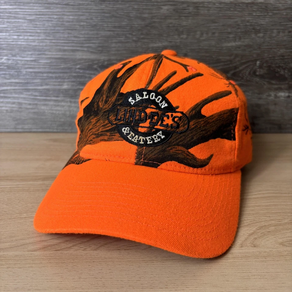 Lindee's Salón y Restaurante Sombrero Gorra Correa Trasera Naranja Brillante Parche de Caza Para Hombres Foto 3 de 4