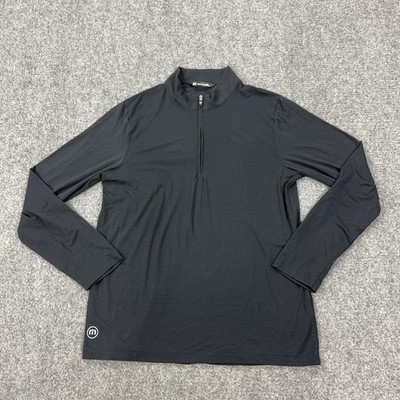 Travis Mathew Pullover Mens Medium Black 1/4 Zip Long Sleeve Golf Top Stretch