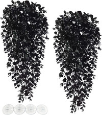 Reptile Plants, 2 Pack Hanging Terrarium Plants, Artificial Leaves