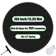 Trampoline Mat Replacement,13.3ft Diameter Mat with 96 Rings,Fits 15ft Trampo...