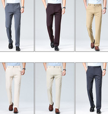 Men's Classic Fit Flat Front Dress Pants Formal Pants Business  Office Trousers