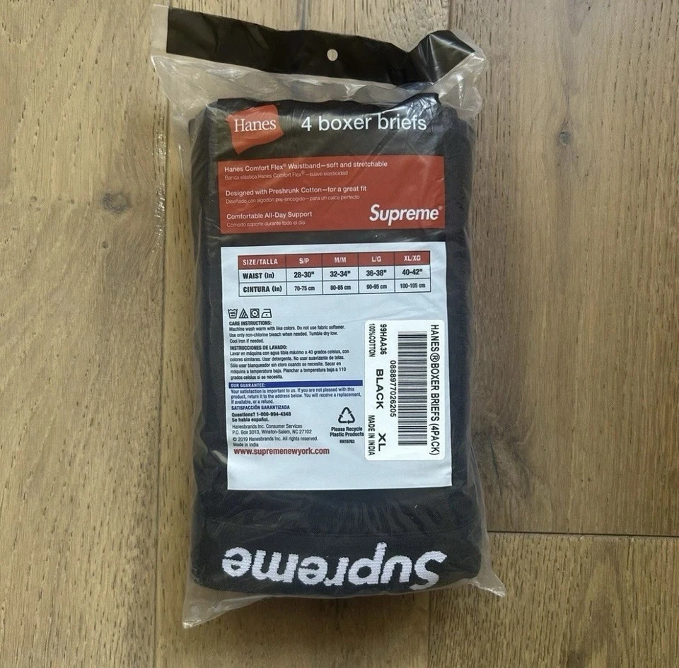 NEW Supreme x Hanes Boxer Briefs (4 pack) - Black - Size S-XL - Free Shipping - Image 3 of 3