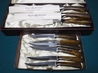 Vintage Regent Sheffield Carving 9 Piece Stag Set w/ Steak Knives & Storage Box