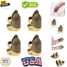 4 Pack Sewing Thimble Finger Protector, Adjustable Finger Metal Shield Protec...