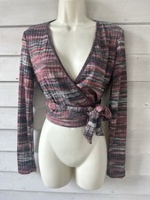 BNWT Free People Movement Faux Wrap Tie Top Stripe Size Large