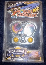2 World's Smallest PICKLE BALL Game Toy Miniature Keychain See Description