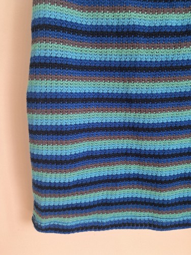 Retro 70s Halterneck Dress Mini Size S Striped Crochet Blue Pull&Bear BNWT - Picture 14 of 18