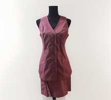 Country Set Vintage Women  s Pleated Skirt Purple Vest 2pc 1970s Era