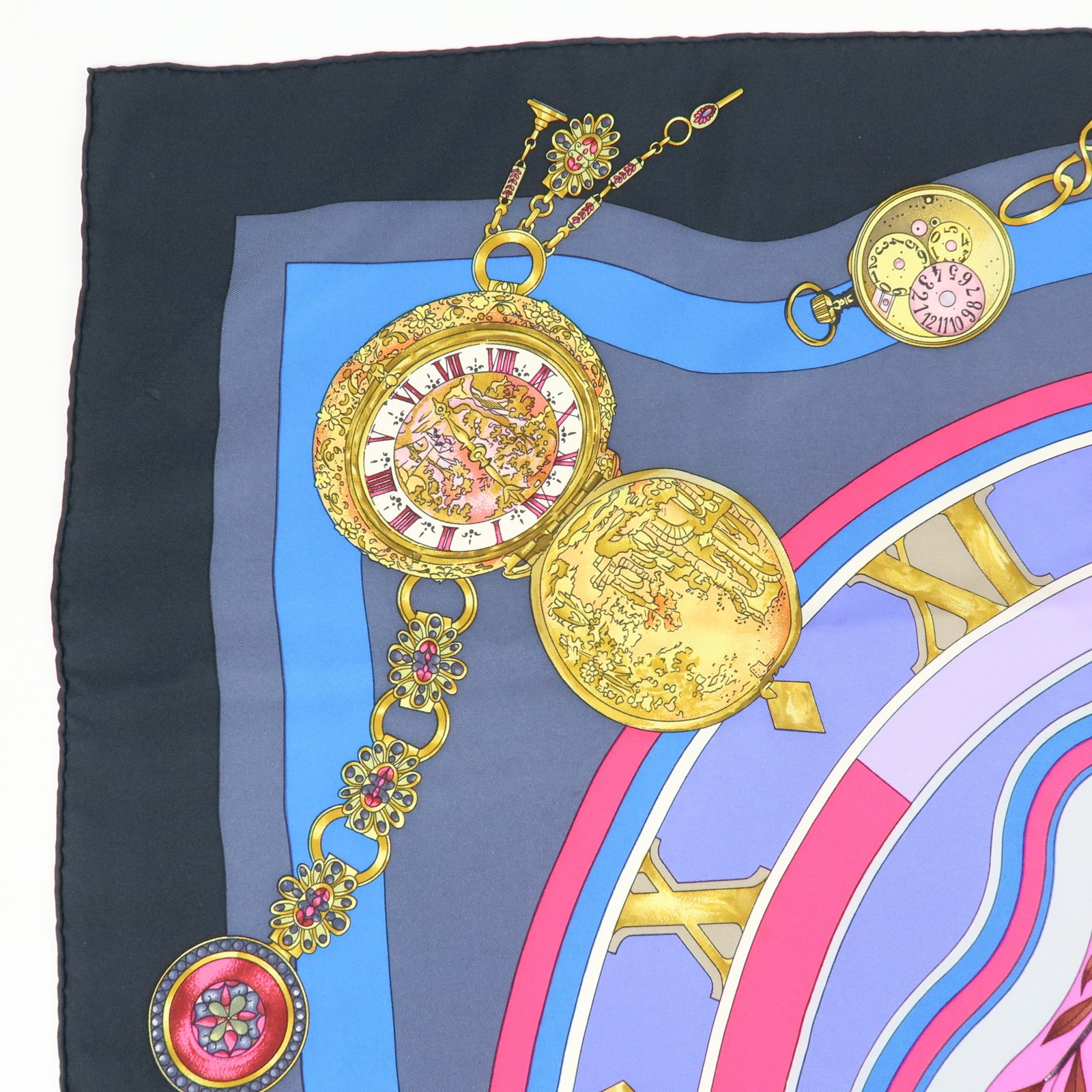 HERMES Carre90 Silk100% Parmi les Fleurs Je Compte les Heures Scarf Used F/S thumbnail 3