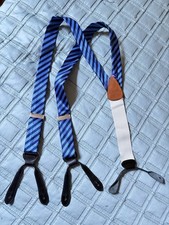 USA-made Brooks Brothers Suspenders Men's Braces Leather Adjustable 36โ Blu/blk