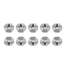 10 Pack 1/4-20(UNC) Hex Nuts 304 Stainless Steel Hexagonal Nuts Silver Tone