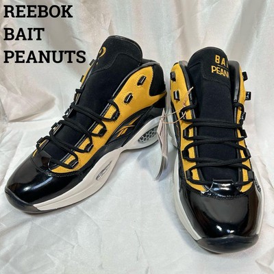 Reebok Men s Question Mid Sneakers US 10.5 Black Yellow Peanuts Collab