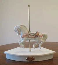 Vintage Alberta's Mold Ceramic Carousel Horse Figurine on 13" Base - 1986 - #4