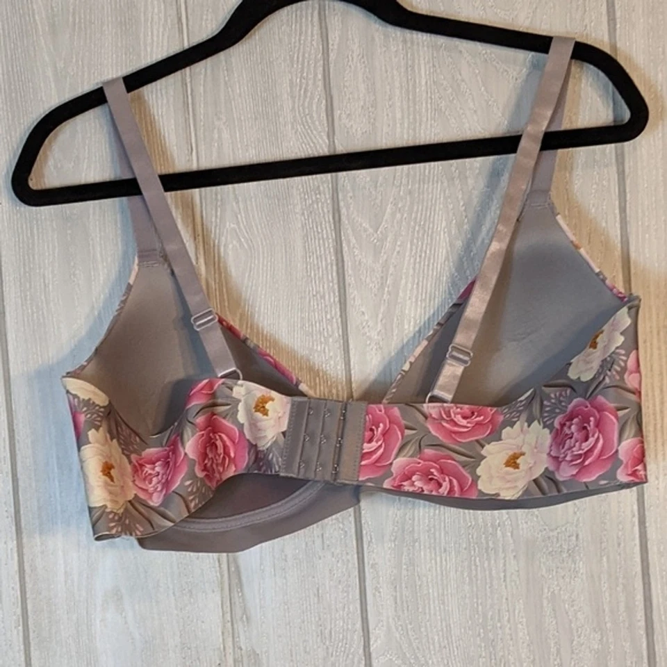 Catherine Malandrino Floral Plunge Floral Padded Bra Back Clasp EUC SZ 42D - Image 2 of 4