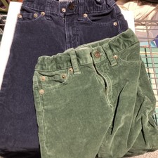 Crewcuts Boys Classic Corduroy Blue/ Green Adjustable Waist Size 6 lot of 2
