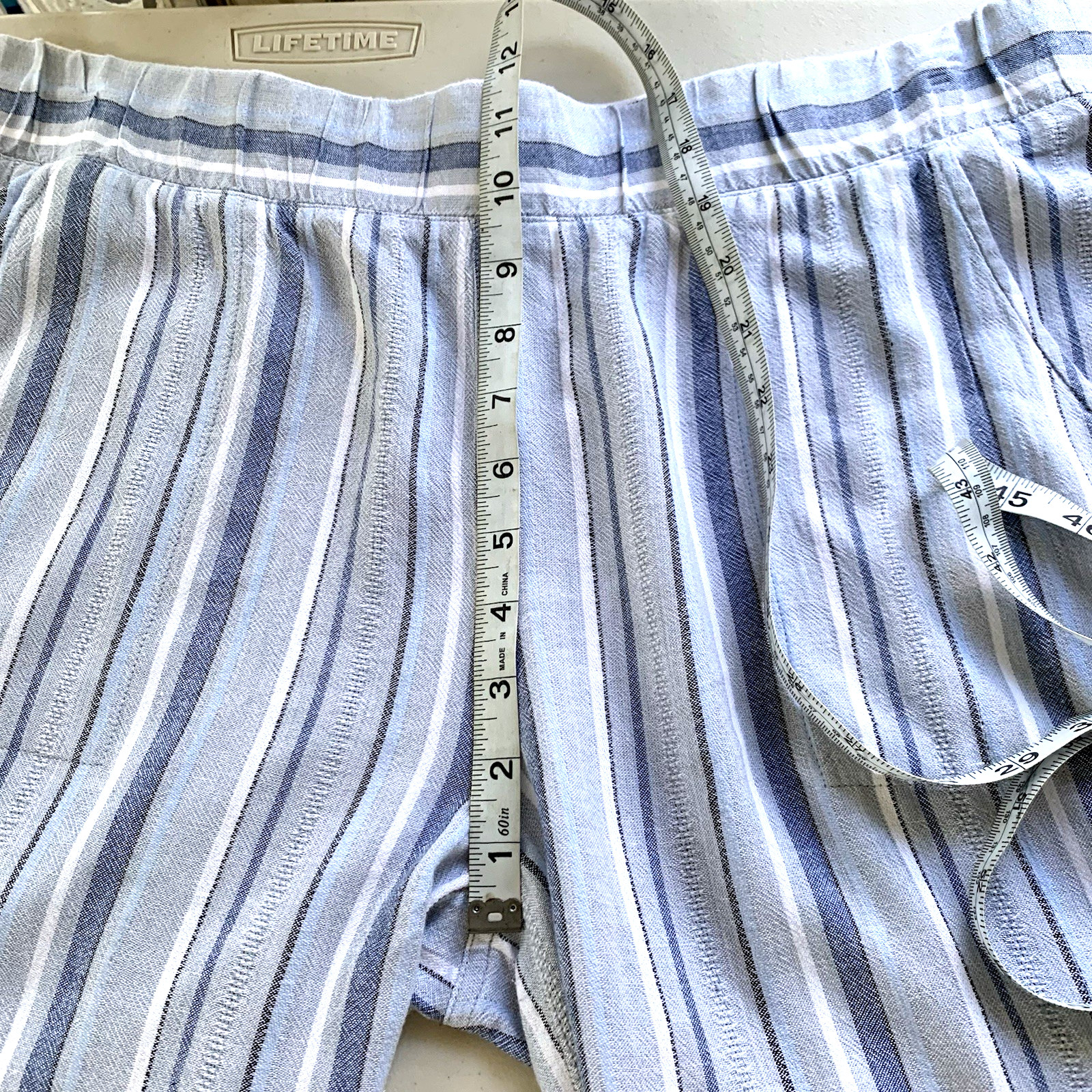 NWT Rachel Zoe striped linen blend elastic waist short pants size L