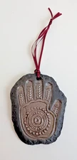 Healing hand ornament spiritual palm palmistry hamsa signed handprint