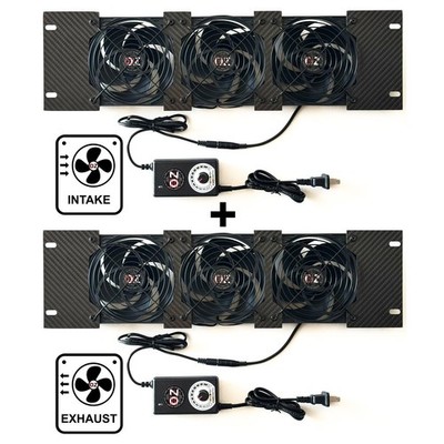 2X 3U Rackmount Cooling Intake + Exhaust Fan Panel Quiet High-Airflow 19'' Server