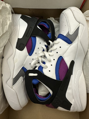 Sz 11 Nike Air Flight Huarache Premium DS Fab Five White Black Lyon Blue Purple | eBay